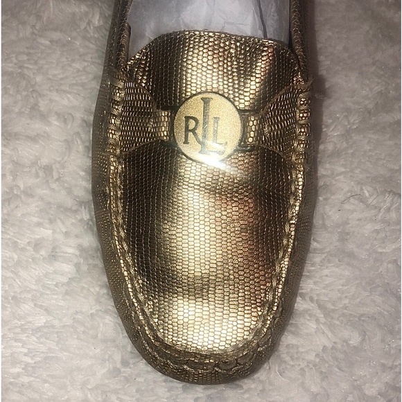 RALPH LAUREN (CARLEY) LEATHER LIZARD PRINT FLAT MOCCASIN DRIVERS 🤩 - Picture 7 of 12